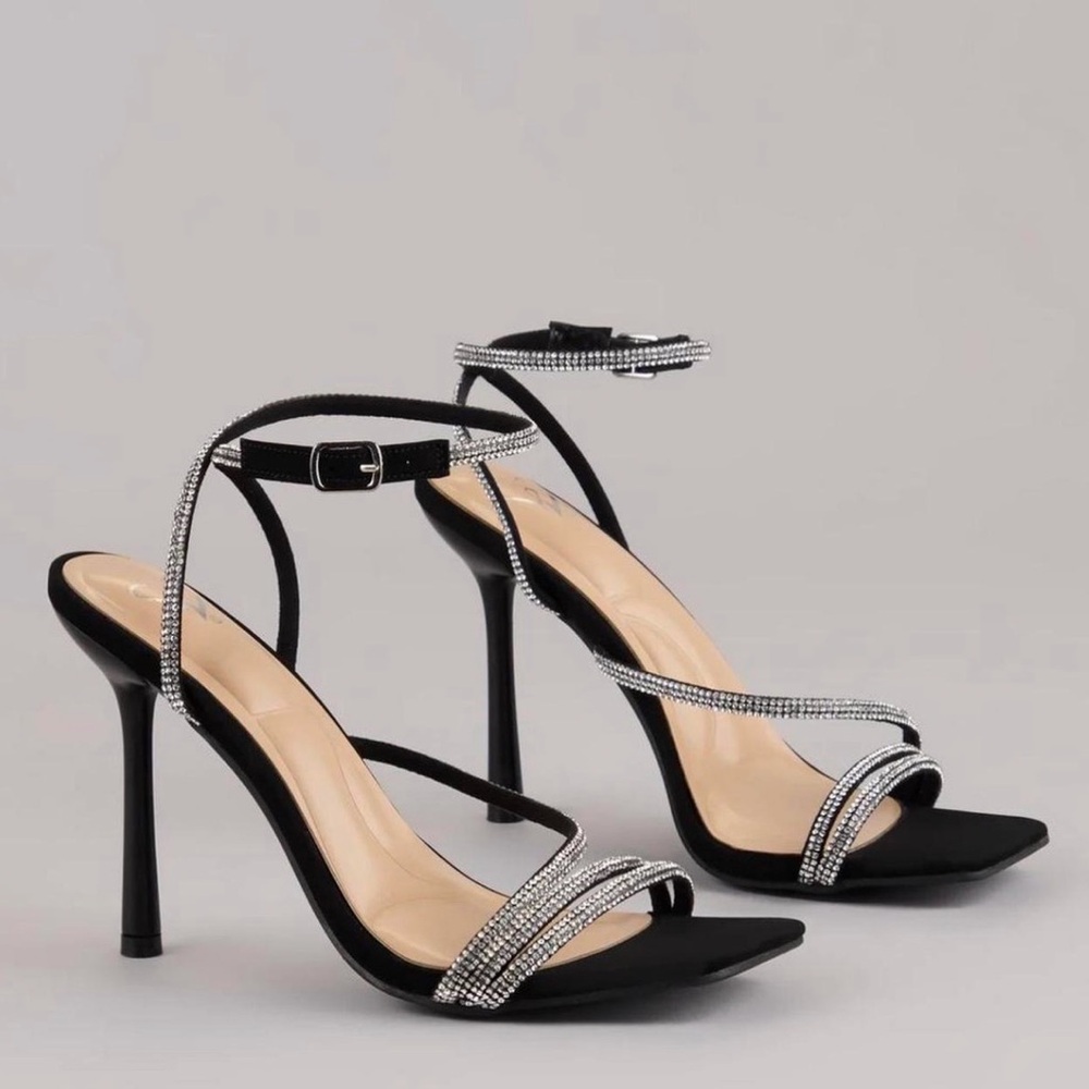 Windsor Black Heels with Sparkling Straps